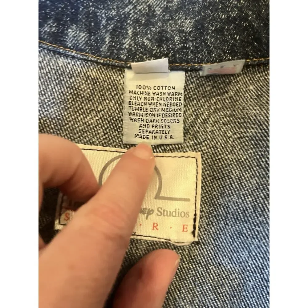 WALT DISNEY STUDIOS Denim Jacket Men's Size Small Acid Washed USA
